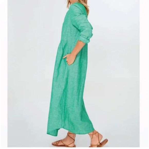 Pomander place flax lydell maxi dress with pockets in green • Large - Picture 3 of 7
